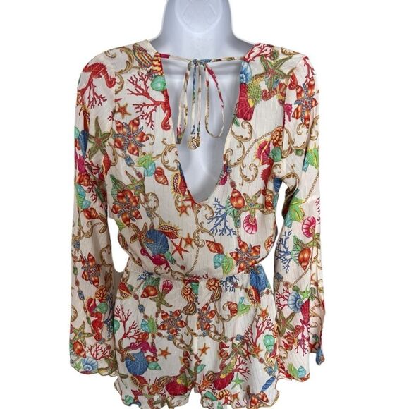 LULI FAMA  Bell Sleeves Ocean-Inspired Romper Style Size M - Picture 5 of 9